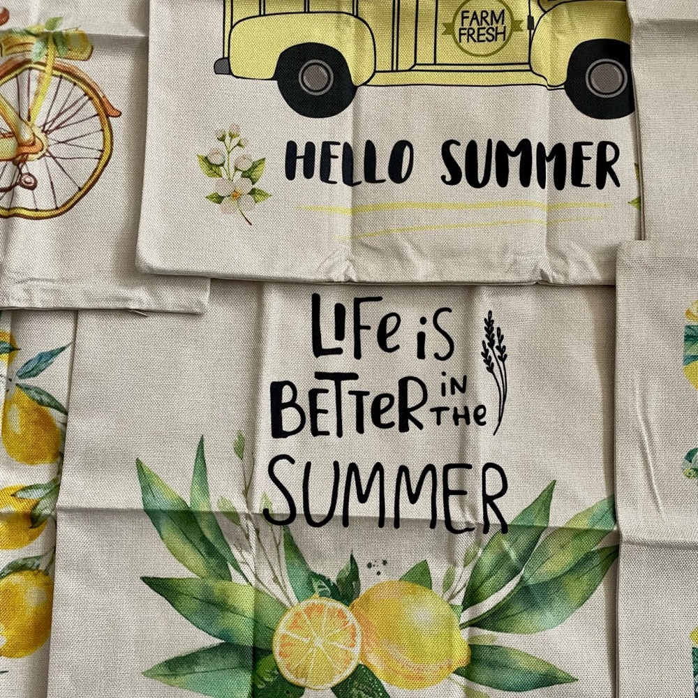 Summer Outdoor Home Decor Throw Yellow Lemon Zipper Pillow Covers Set of 6 - Picture 1 of 8